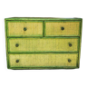 Green wood and rattan chest of drawers