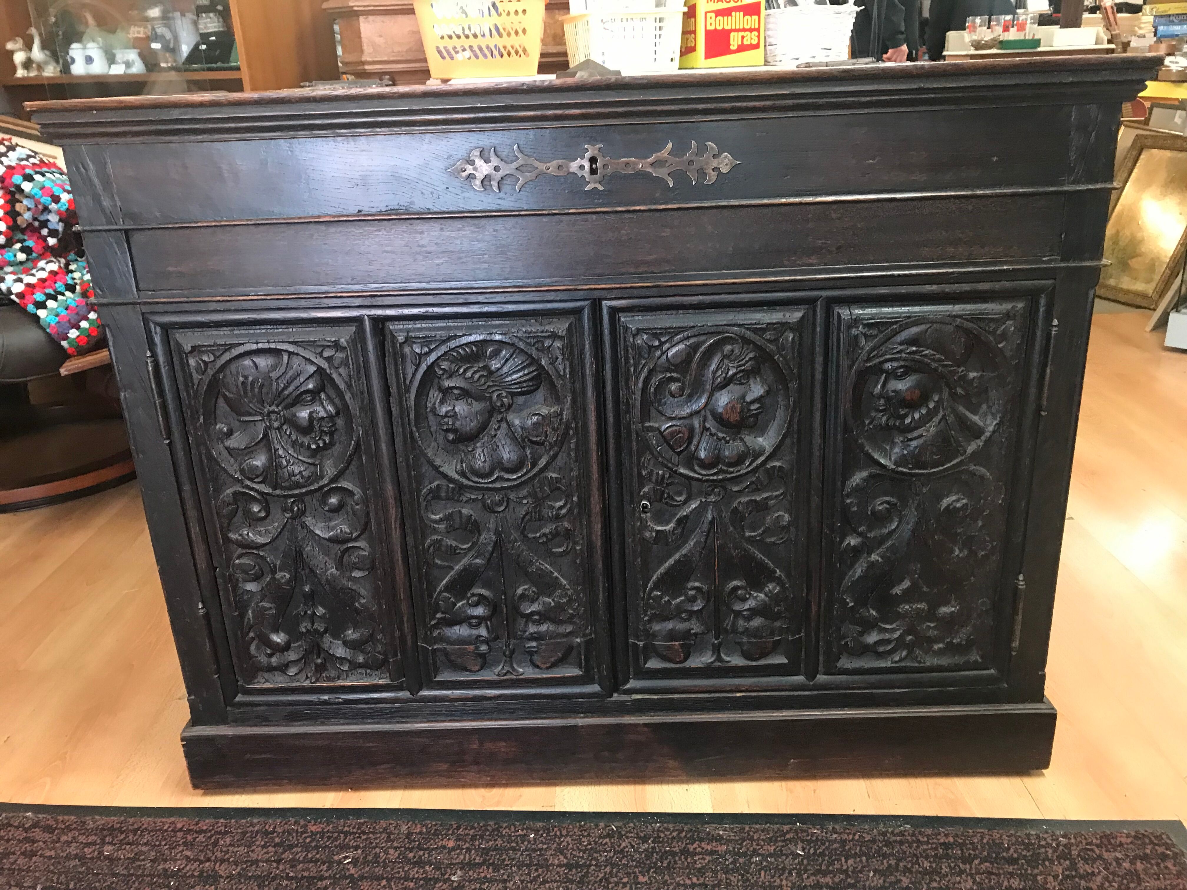Low gothic style buffet epoque louis xiii