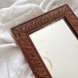Miroir de barbier ancien verre mercure et cadre en bois sculpté