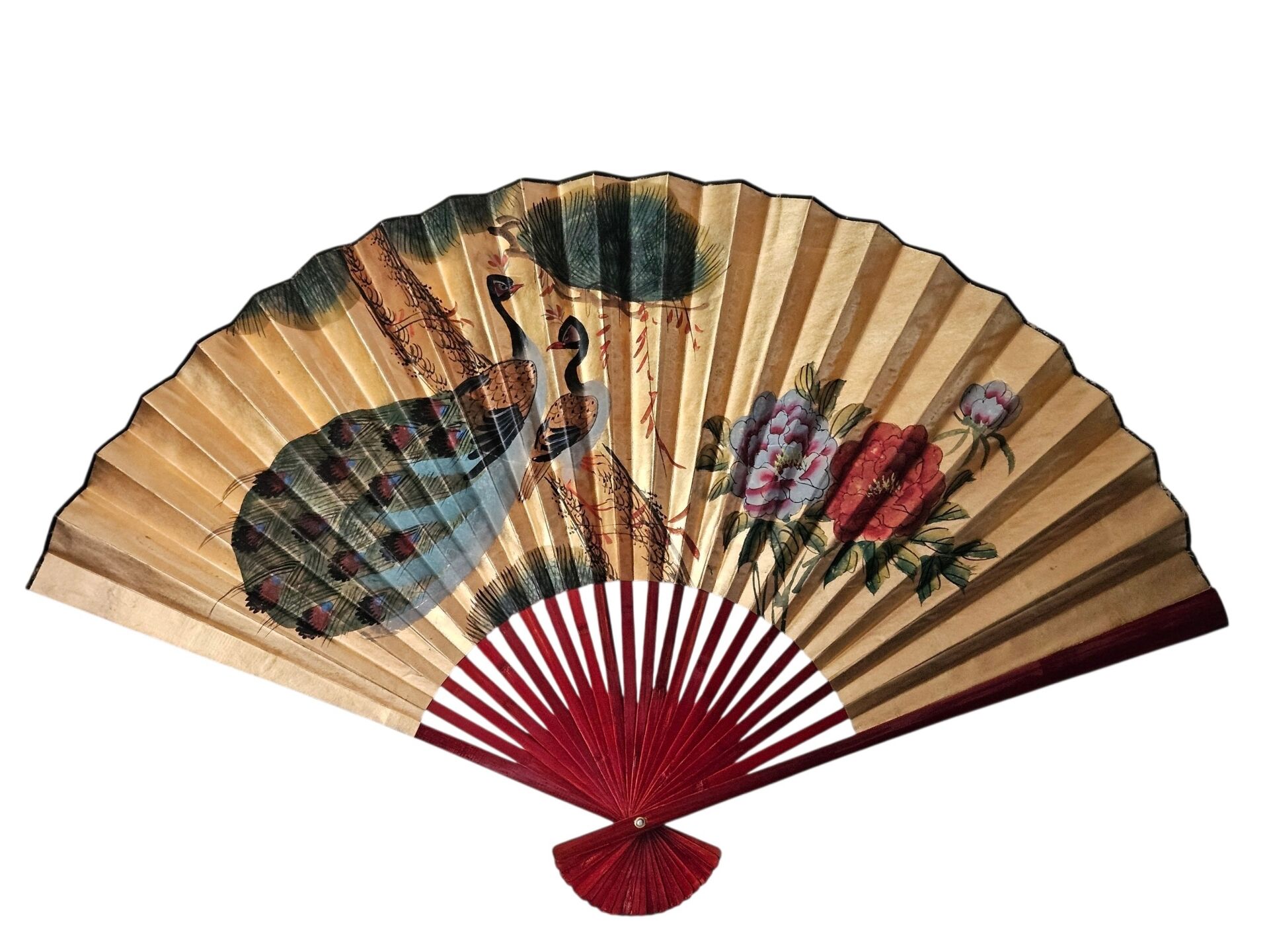 Large vintage hand-painted Japanese fan