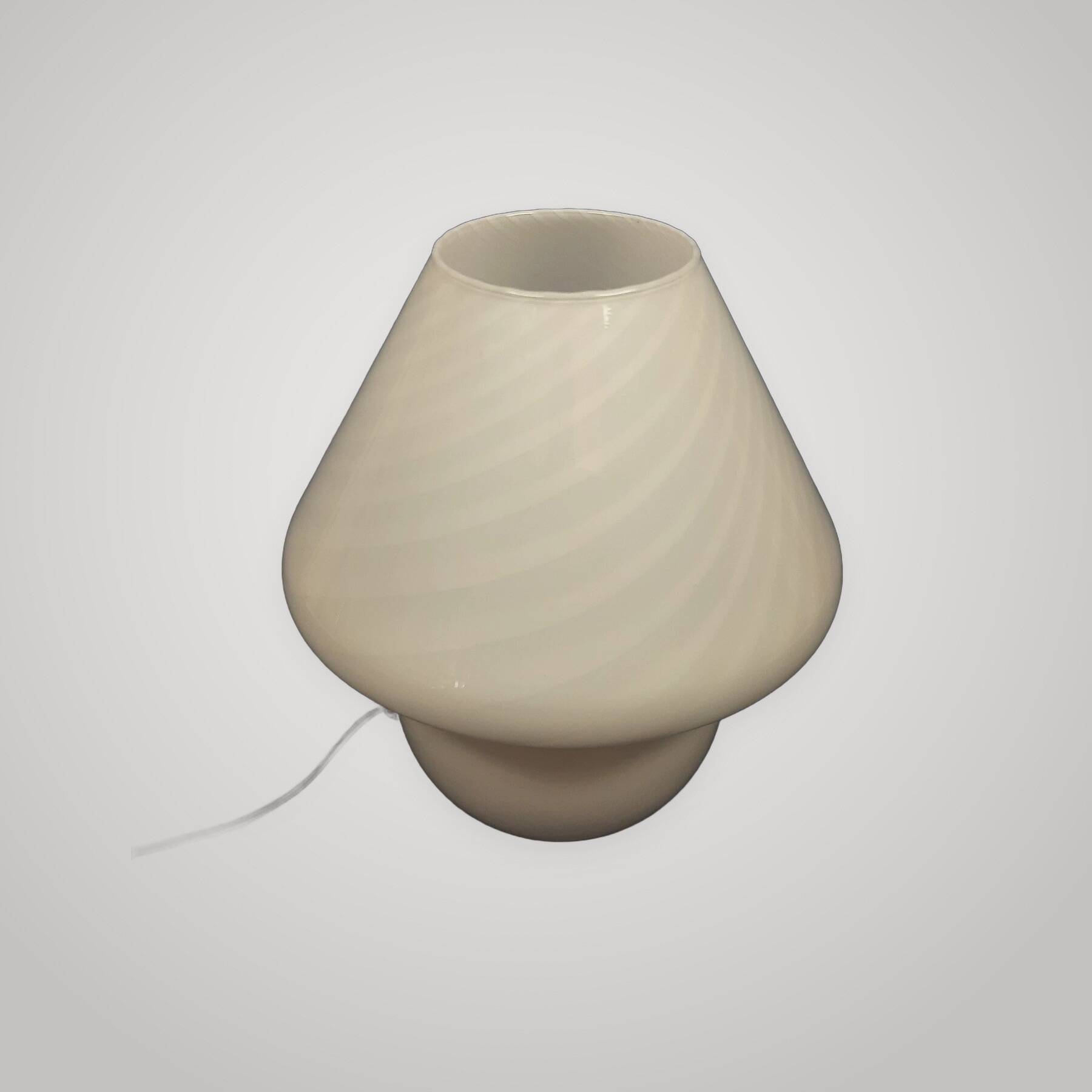 Mushroom Table Lamp Murano Glass White Spiral Modern Design 1970