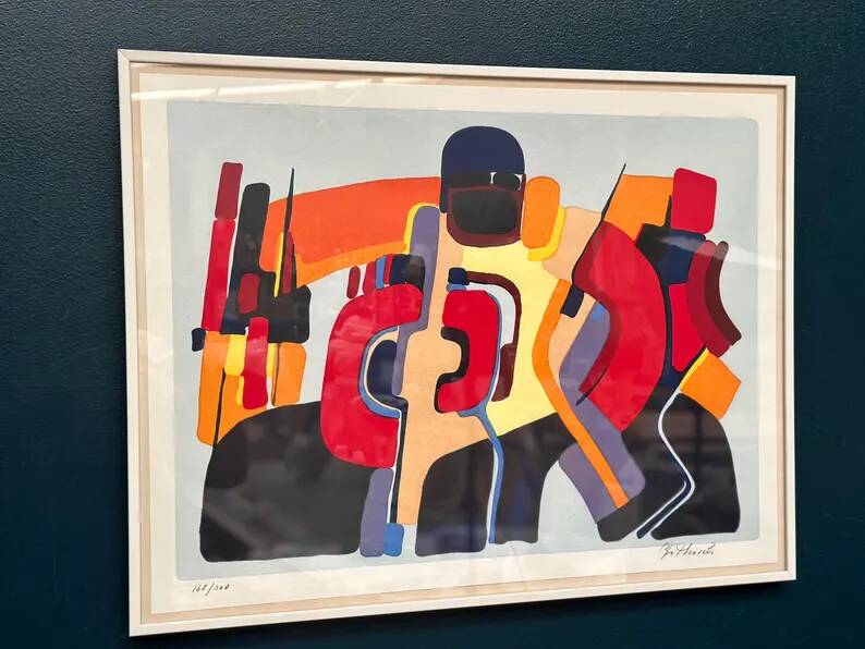 Original Swedish Colour Lithograph – “Composition” by Bo Thorén – Signed – Vintage & Framed