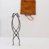 Wrought iron log holder with suede log holder