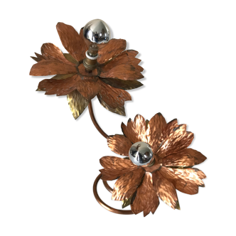 Copper lamp flowers vintage design 70s