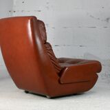 Easy chair "space age". Jean Prévost, France, leather, circa 1970