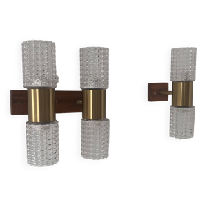 Paire d'applique vintage, - verre laiton