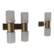 Pair of vintage wall lights, brass and molded glass, Sweden 1960s