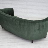 Années 1960, design danois, canapé 3 places "Banana" refait à neuf, velours vintage.