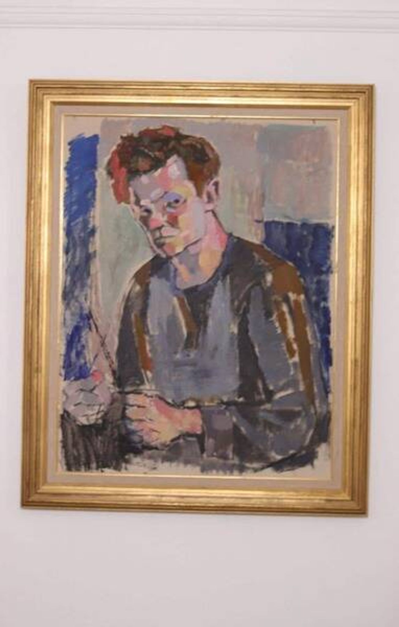 Original XL Swedish oil on canvas – portrait by Pär Thorell – dated 1955 – vintage & framed – 93 × 76 cm