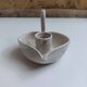 Vallauris grey candle holder with pink flowers, signed.