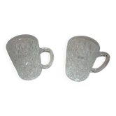 2 chopes/verres à bière losanges en verre
