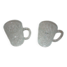 2 diamond-shaped glass beer mugs/glasses