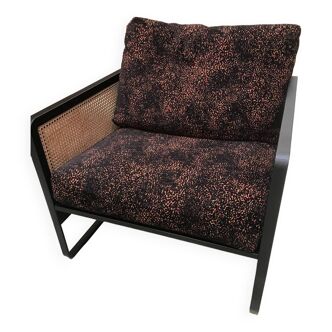 Fauteuil cannage bois noir red edition tissu tortoise