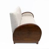 Art Deco Bouclè and Walnut Loveseat, Italy, 1930s