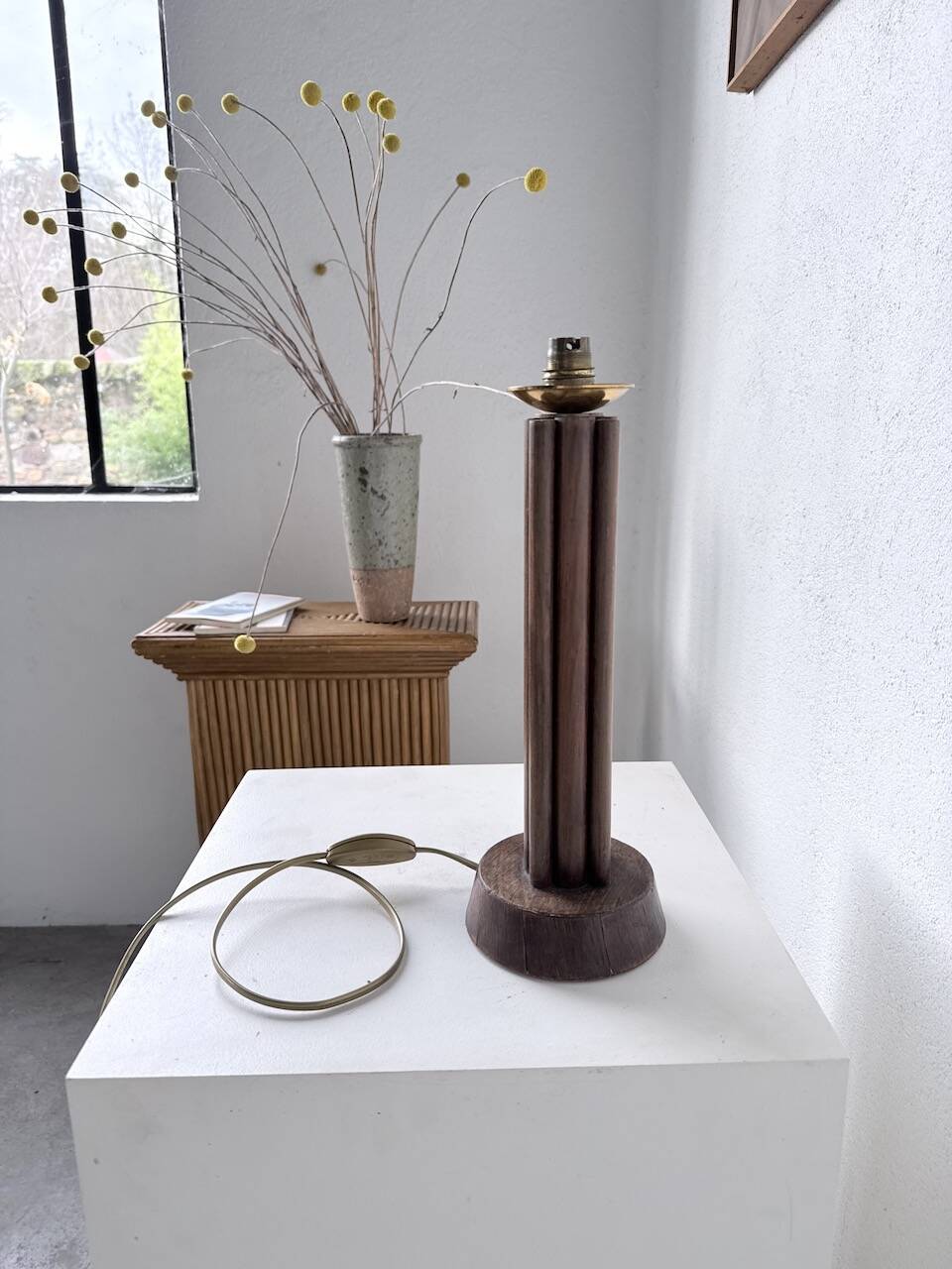 1940s Art Deco oak desk lamp