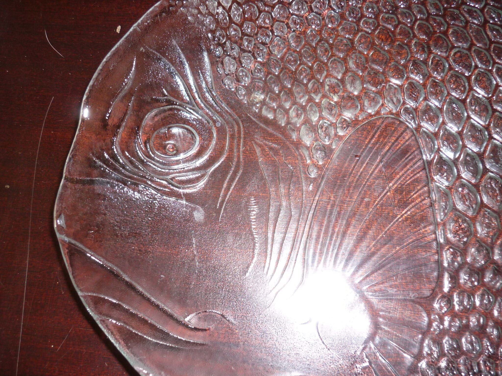 Vintage glass fish dish