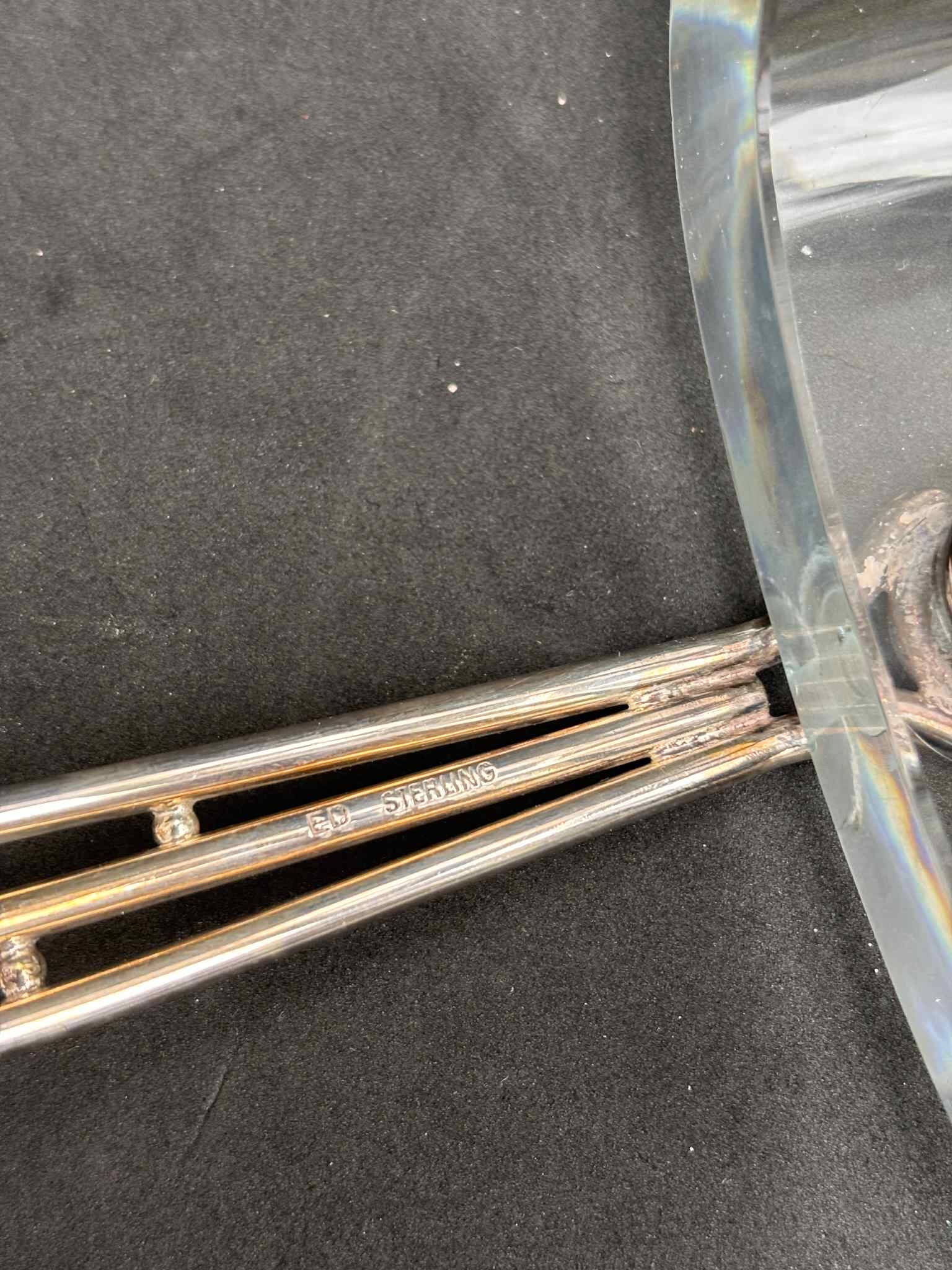 Strombergshyttan sterling silver and art glass ice bucket