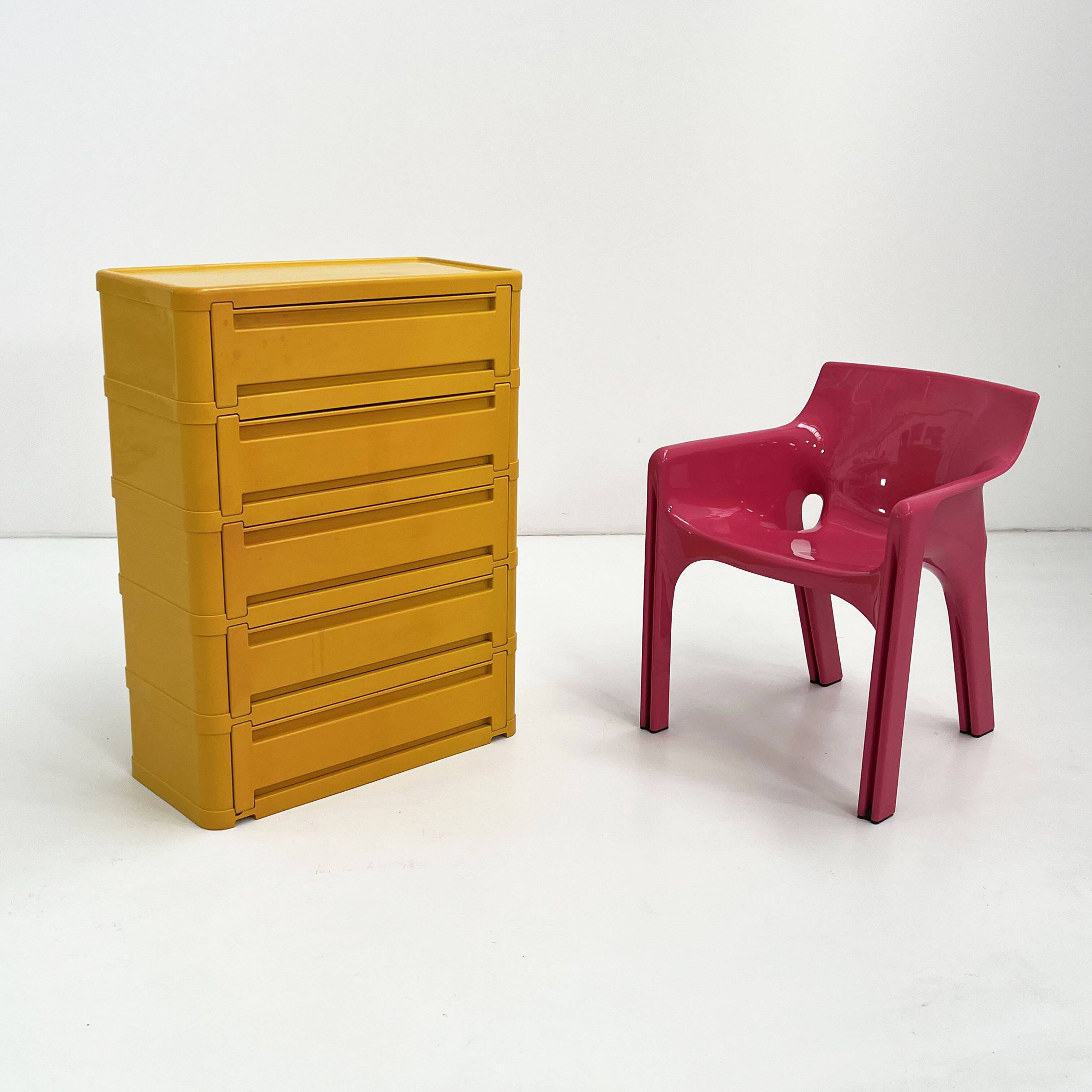 Yellow cabinet model "4964" by Olaf Von Bohr for Kartell, 1970