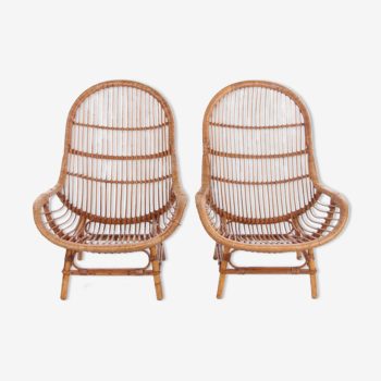 Vintage set of 2 bamboo chairs 1960 France.