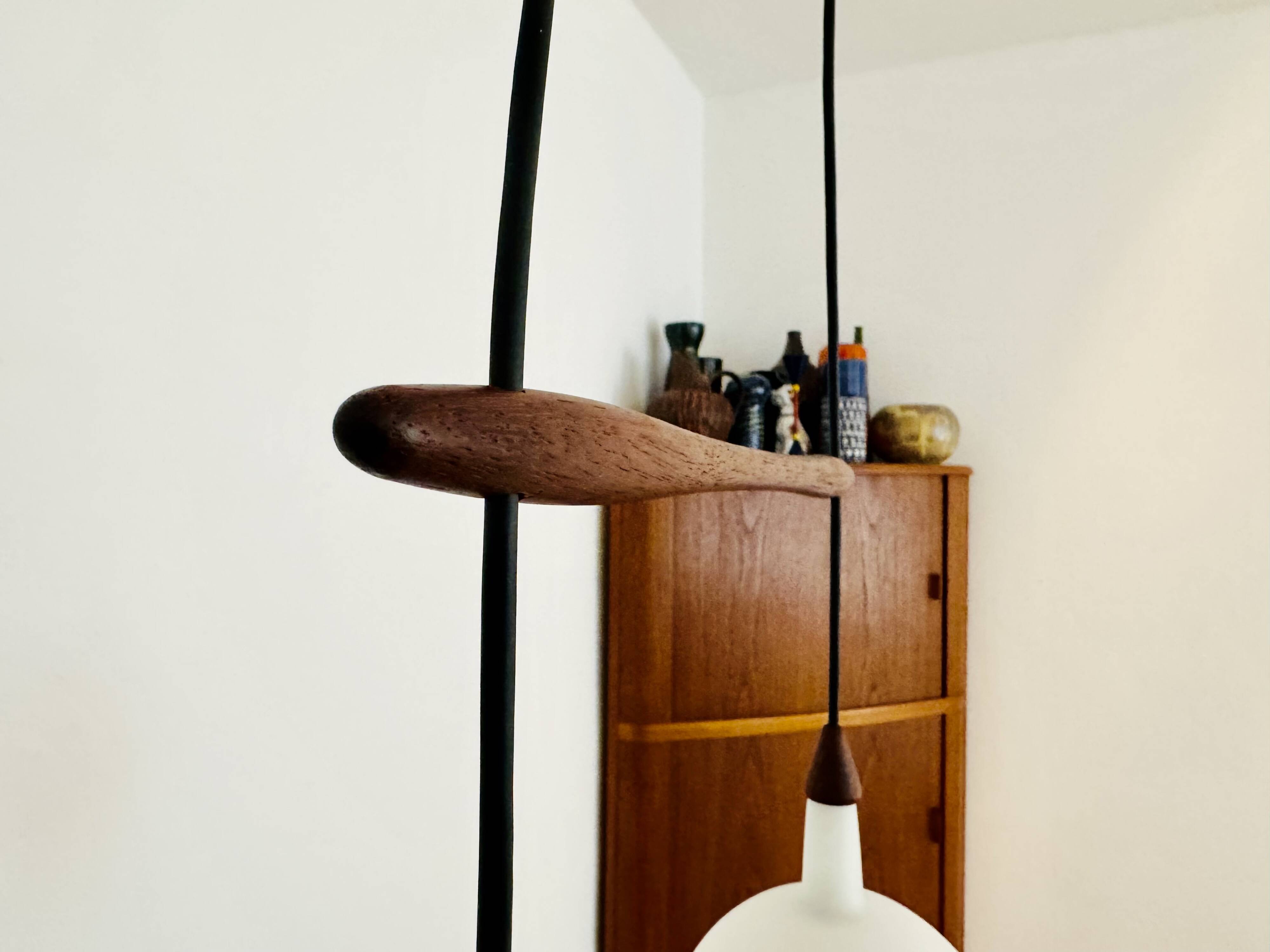 Danish Opaline and Teak Cascading Lamp by Nordisk Solar