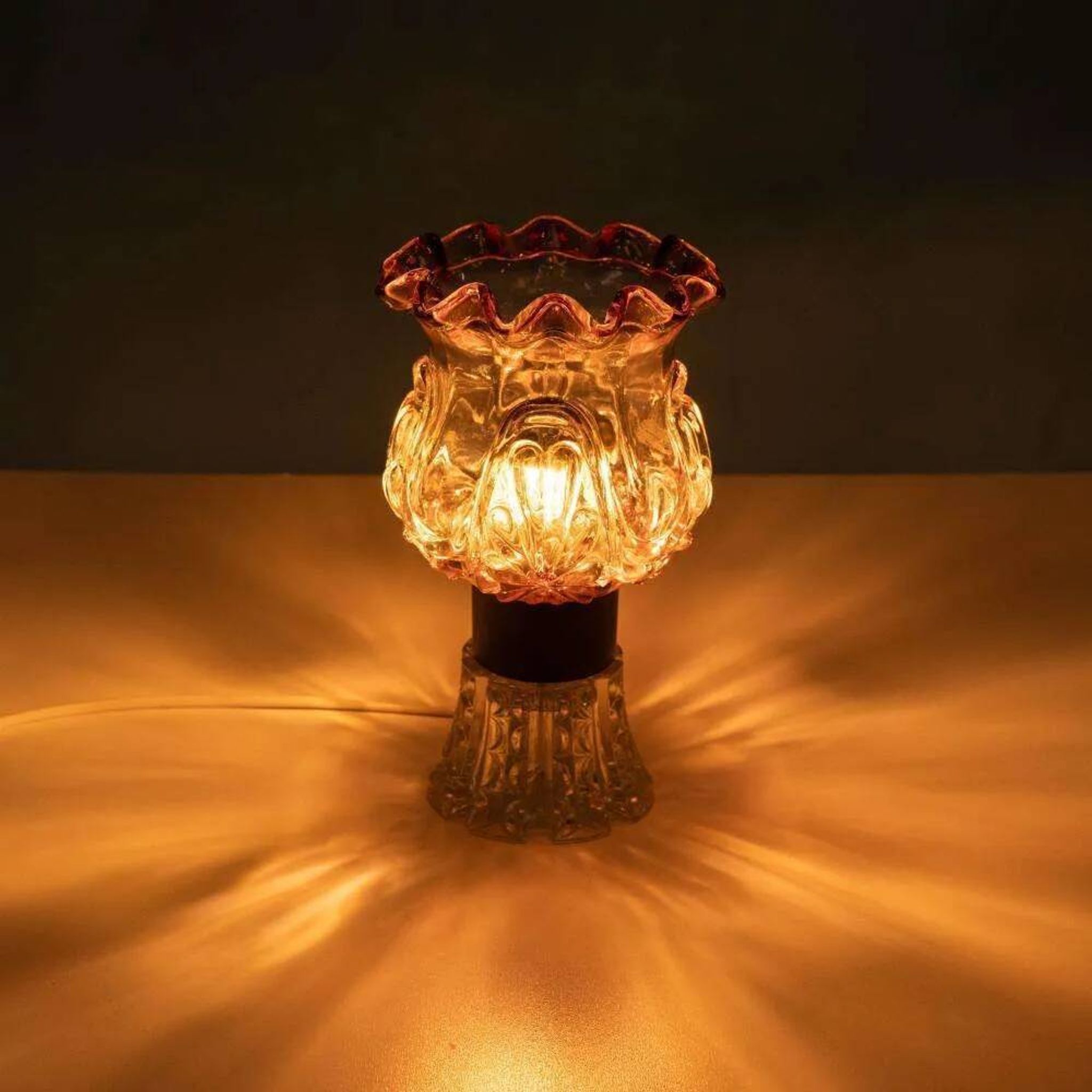 Lampe de table Vintage en verre coloré suédois, lampe de table en verre