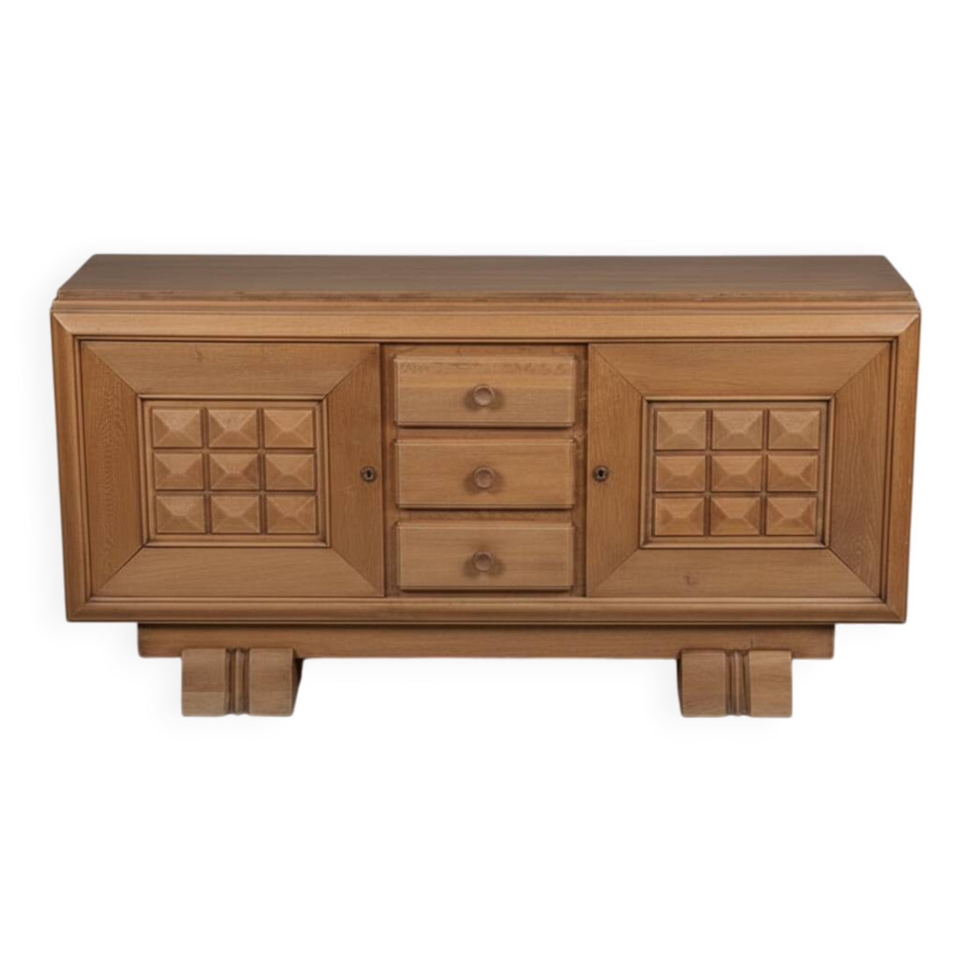 Brutalist oak enfilade, Dudouyt, France, 1940s