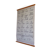 School and pedagogic poster, calligraphy, alphabet, writing method, classic letter 2, on linen, vintage 1960