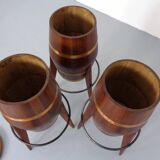 Mid-Century Teak & Copper Bar Stools, 1960s, Set of 3