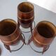 Mid-Century Teak & Copper Barstools, 1960s, Set of 3