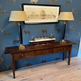 Large oak side table with 3 drawers