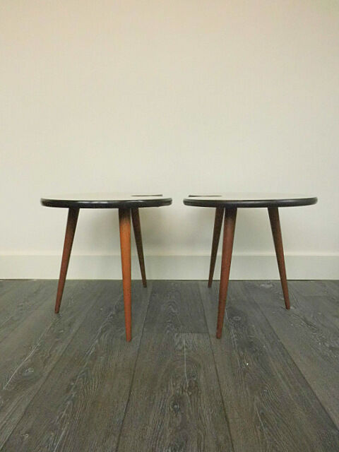 Paire de tables basse tripode vintage années 50