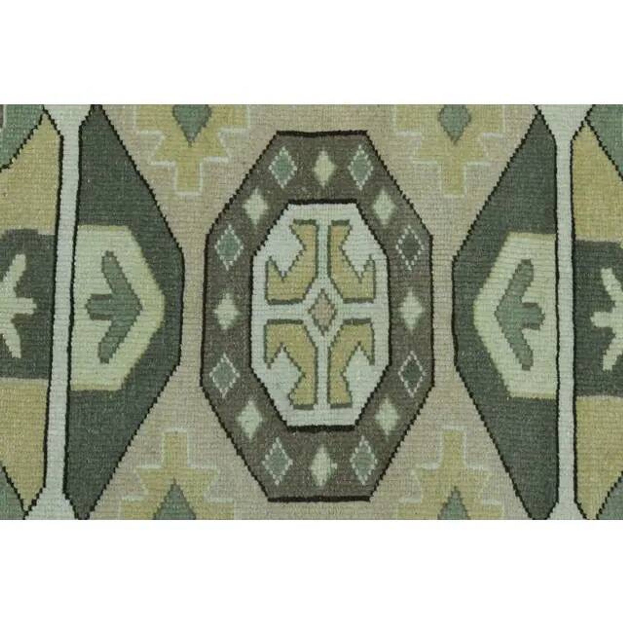 1970s vintage Turkish Oushak handmade wool cotton green area rug 164x207