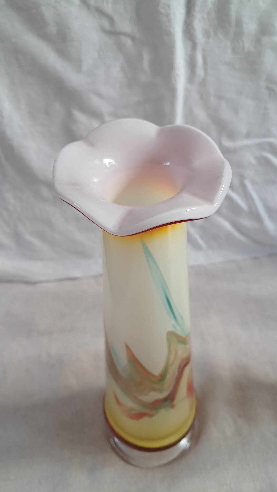 Vintage Opaline Multicoloured Glass Soliflore Vase – 1970s