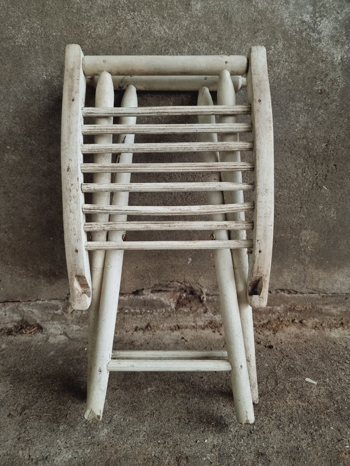 Vintage stool folding stool chalk white