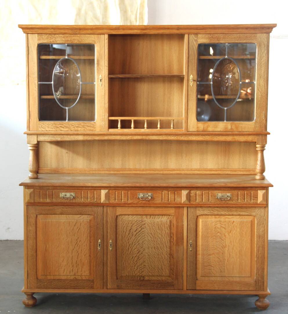 Vintage 1970 Danish Brutalist Light Oak Dining Cabinet, Henning Kjærnulf style