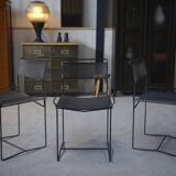 Set of 6 perforated steel chairs, 20th century design