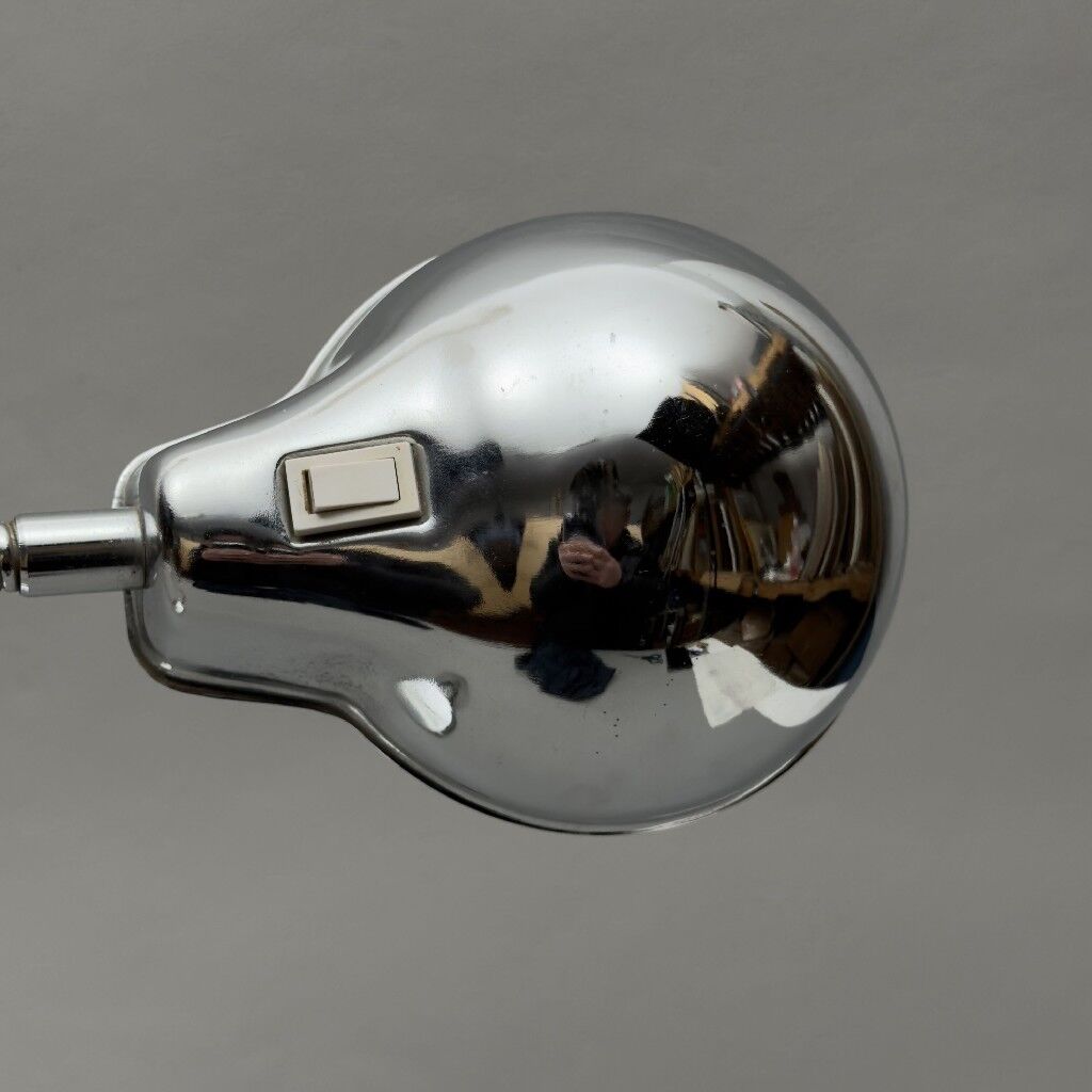 Lampe de table chromée Space Age bras articulé design moderniste 1960