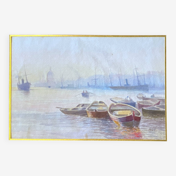 Aquarelle, vue de Venise, signée Pierre Bontemps