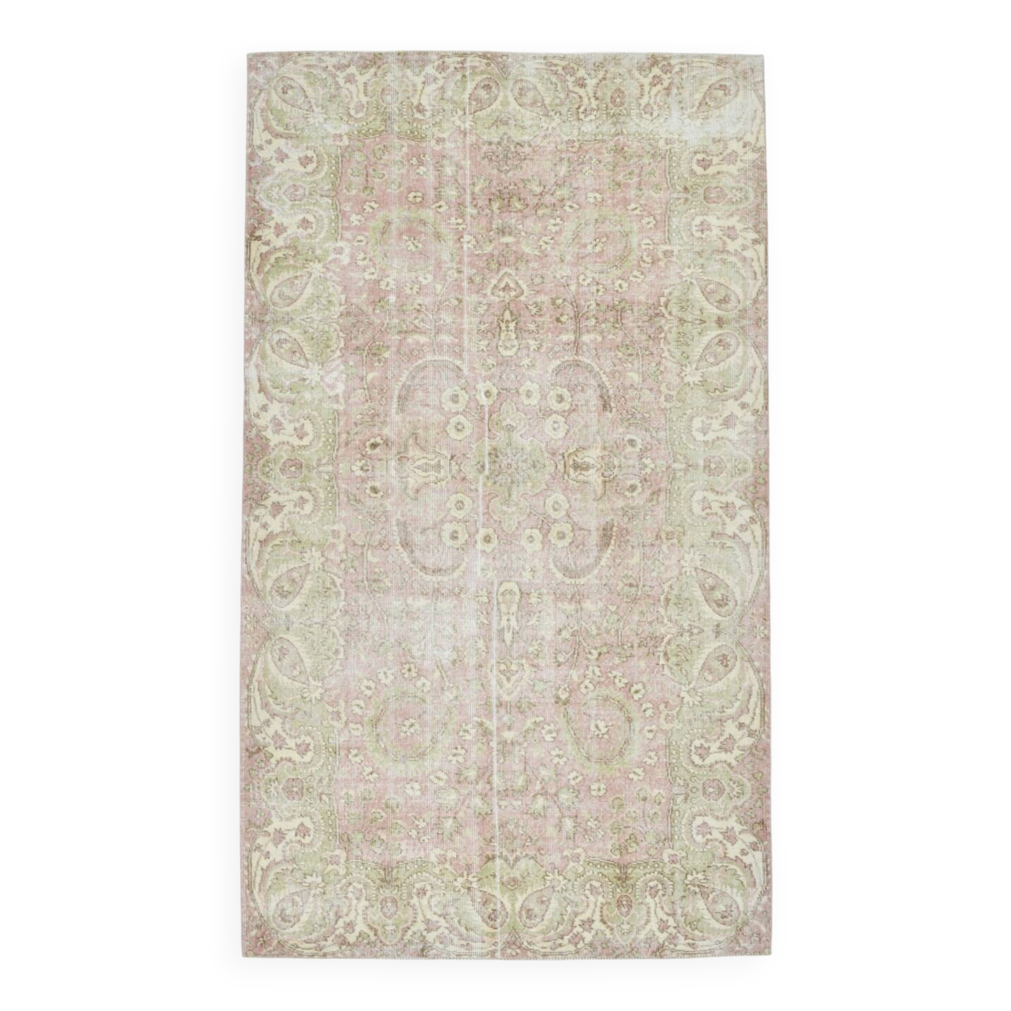 5x9 Light Red Green Vintage Area Rug, 160x274Cm SK 21509