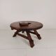 Rustic oak brutalist round coffee table France 1960s mid-20th century