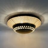 Unique modernist design crystal glass and brass wall light, Austria 1950s