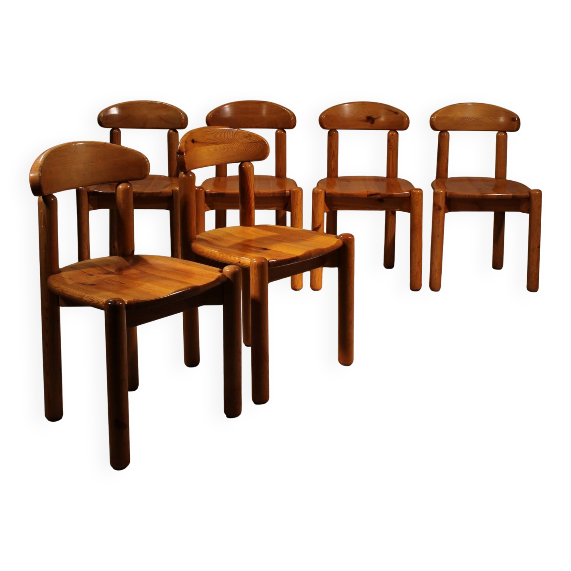 Six Dining Chairs in Pine Wood | Italy 1980s