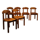 Six Dining Chairs in Pine Wood | Italy 1980s