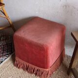 60s pink velvet pouf