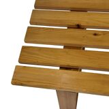 Vintage Scandinavian modern pinewood slatted bench from the 1960's
