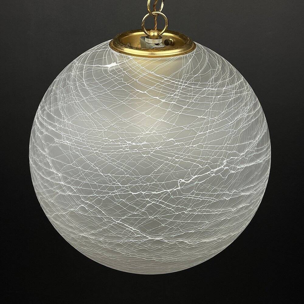 Large vintage Murano glass lamp, swirling Italian design, 1970s.