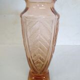 Art Deco pink blown glass vase