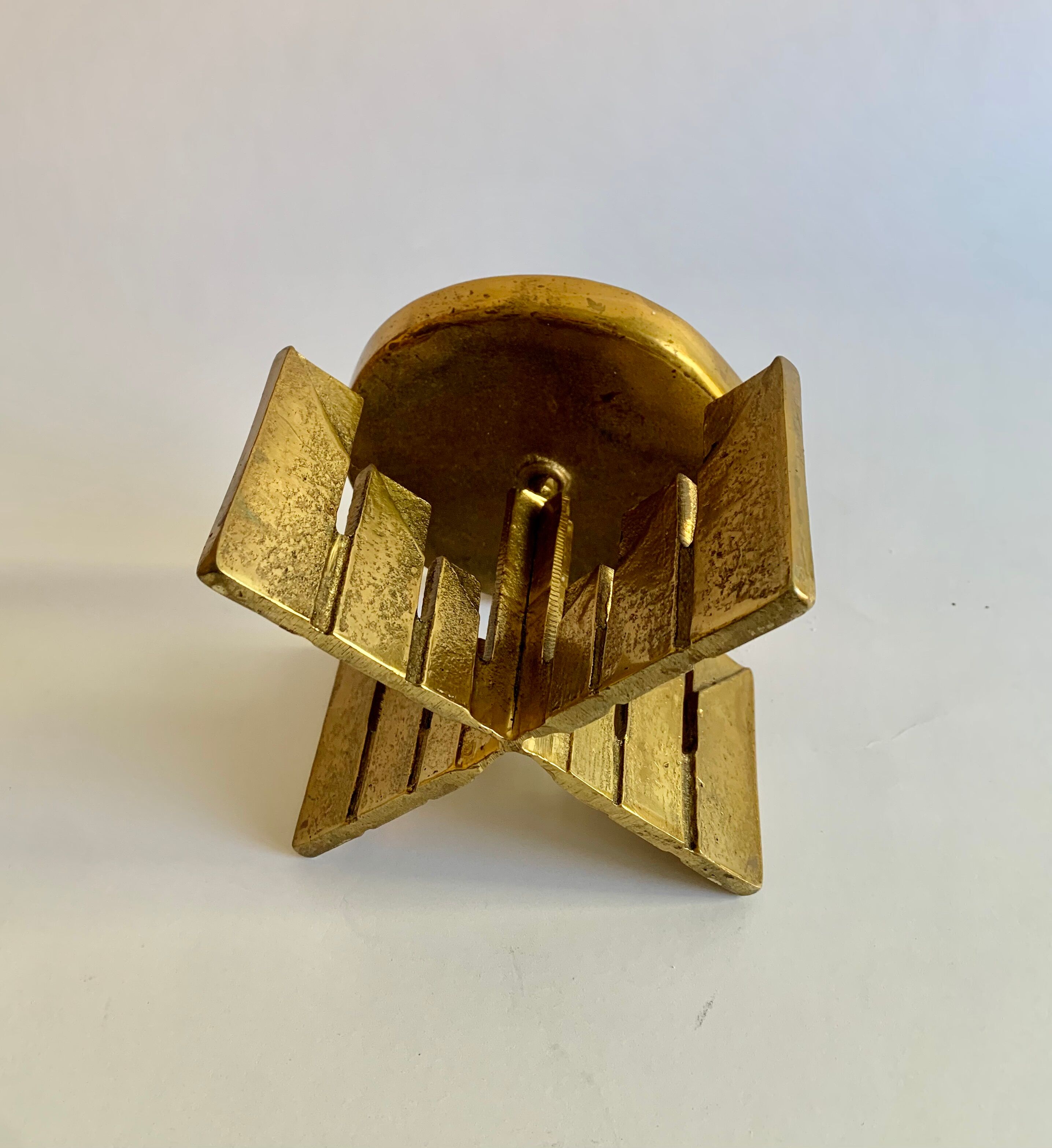 Brutalist bronze candleholder, 1970s
