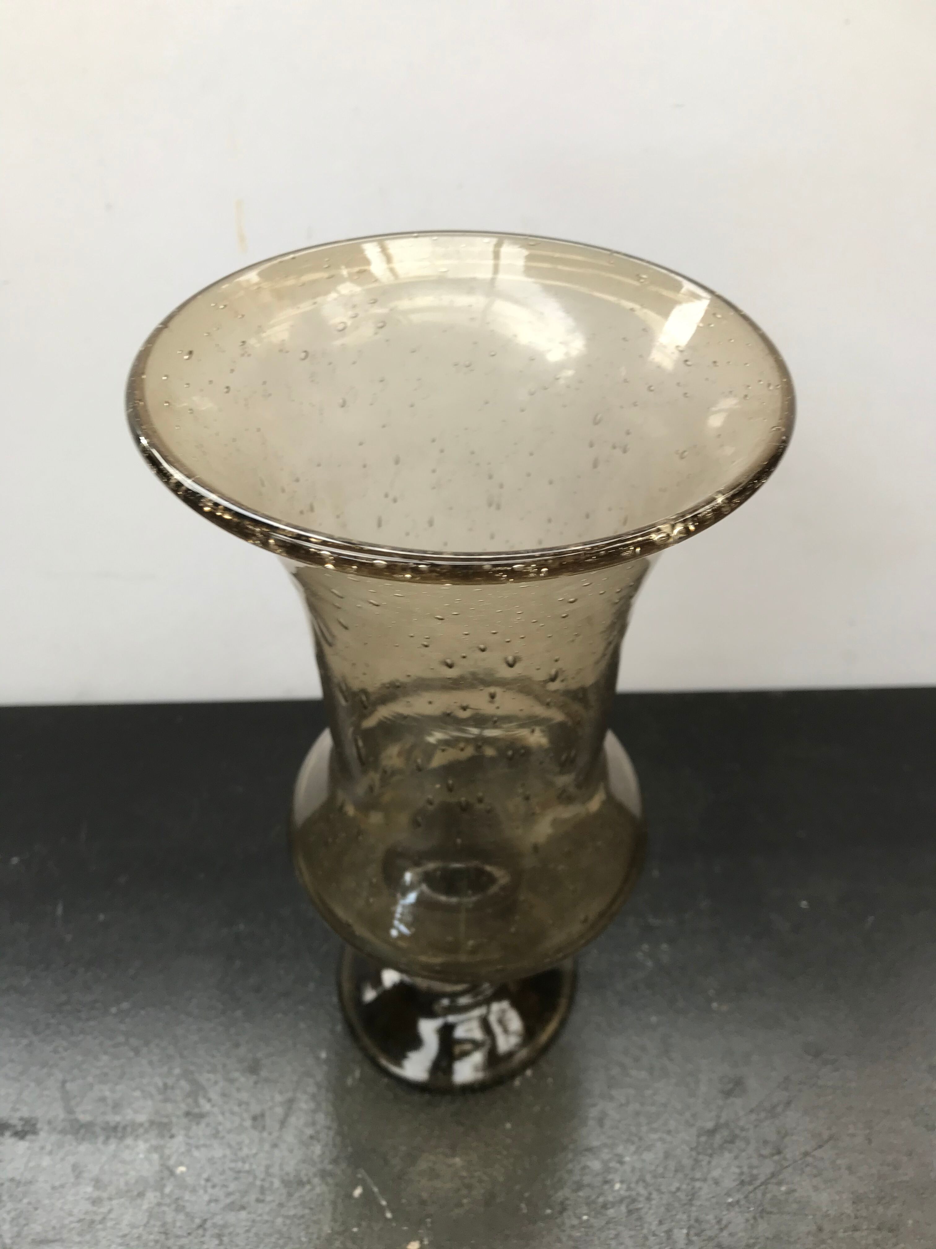 Biot style vintage bubble glass standing vase