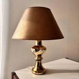 Gilded ceramic table lamp by Gustav Leek, Luxus, 1960s.